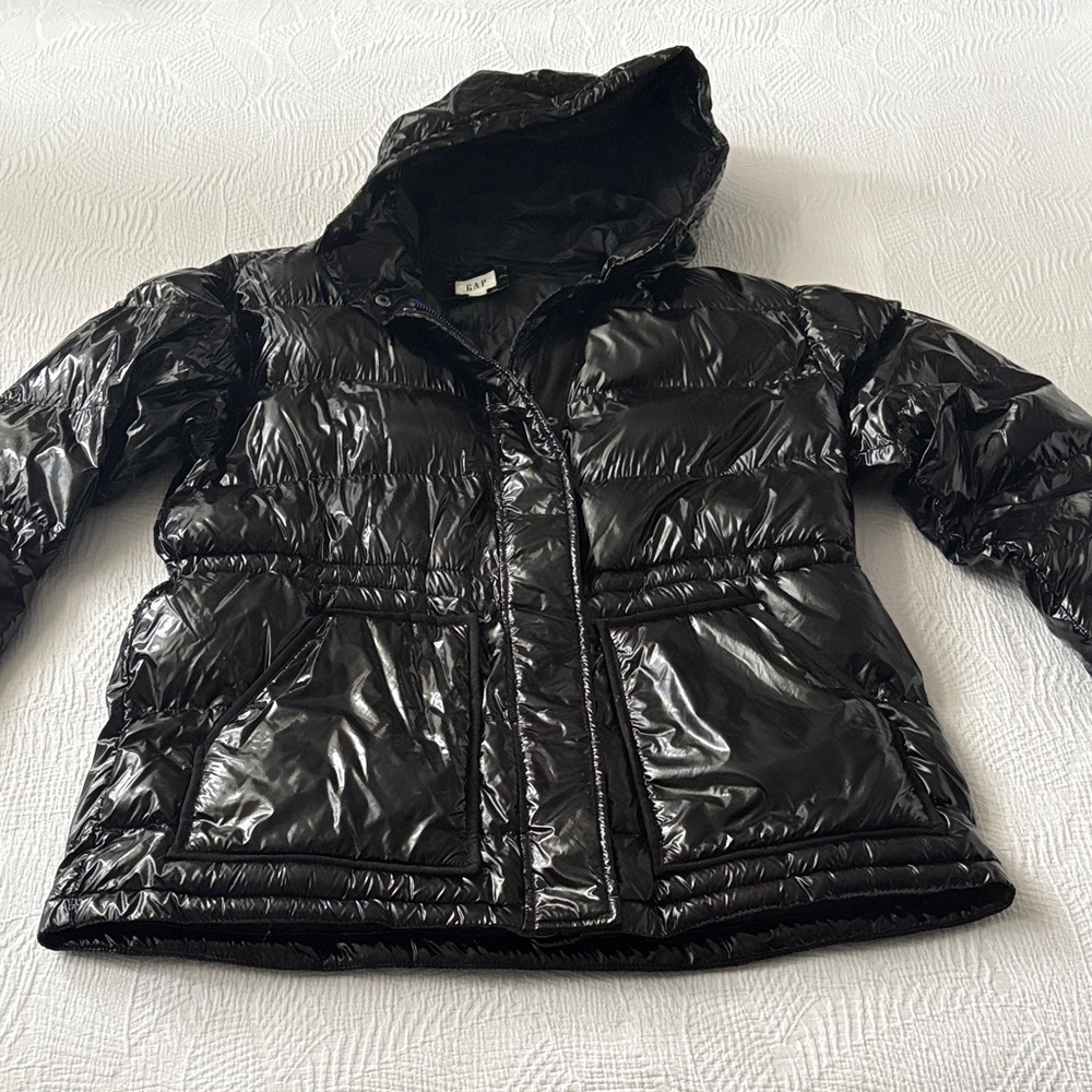 GAP Shiny Black Puffer Jacket